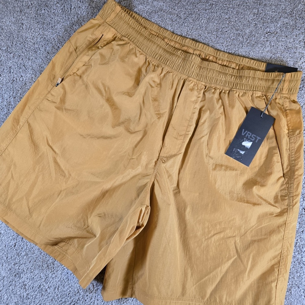 VRST All-in Unlined Short 7" Size Large Palomino Gold Dust Drawstring Waist NWT